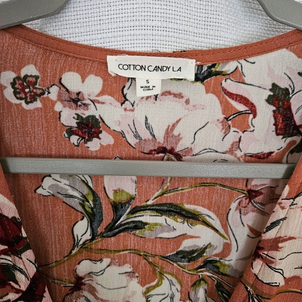 Floral‎ Lightweight Sun Dress With Vneck Tie Front Size Small - Picture 6 of 10